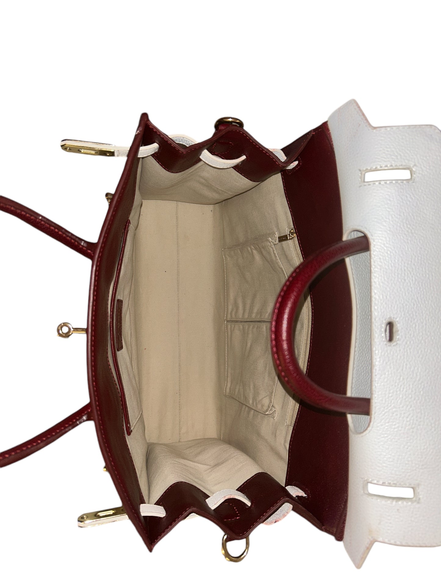 Large Champagne White Nture Handbag