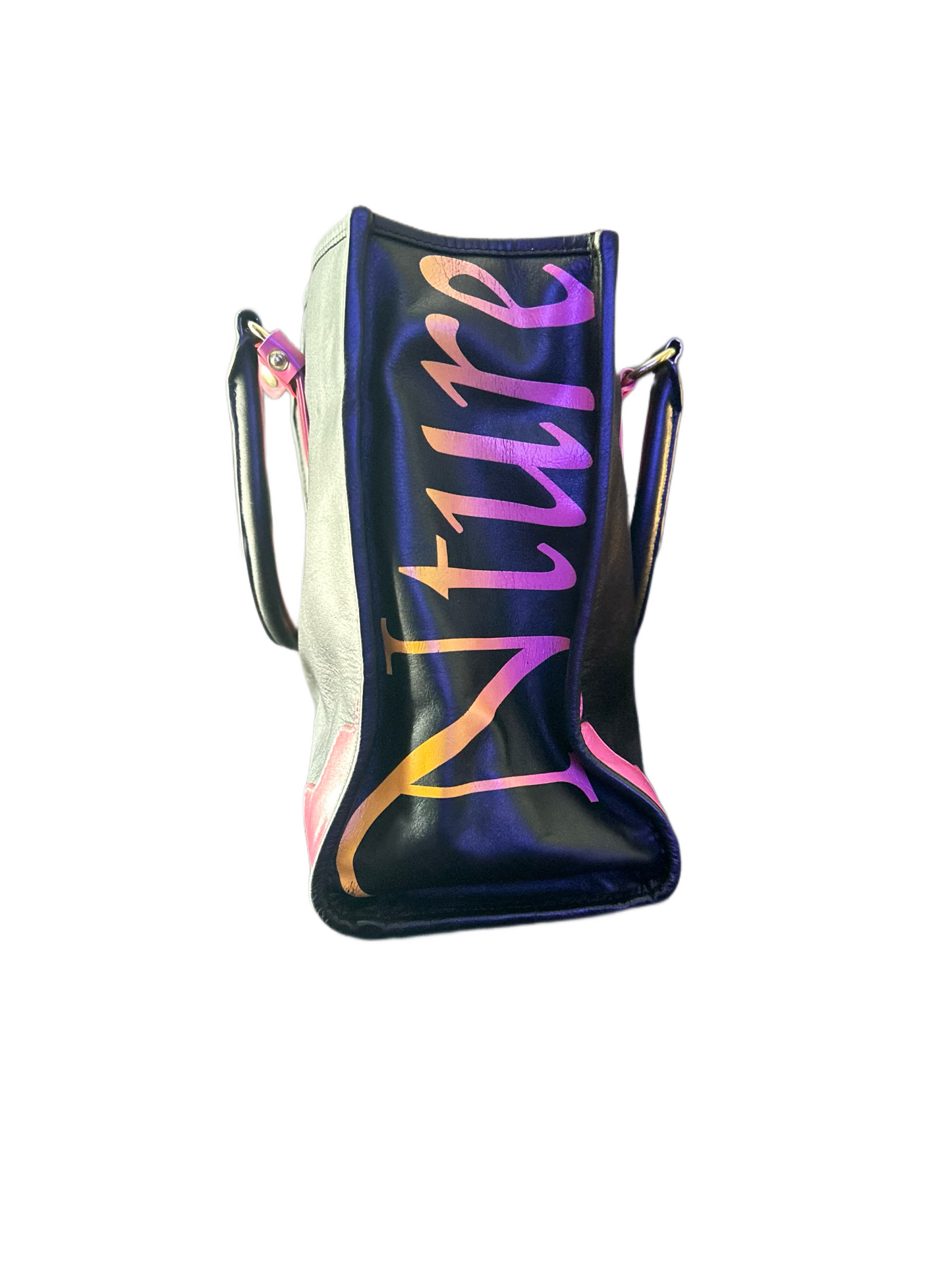 Black & Pink Soft Leather NT Rose Bag