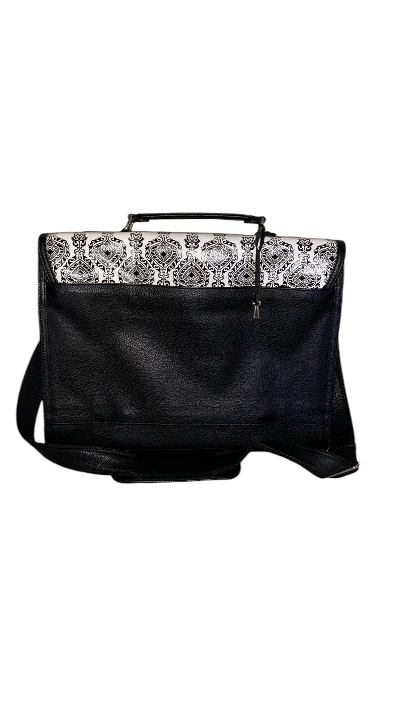 Black Printed Leather Briefcase